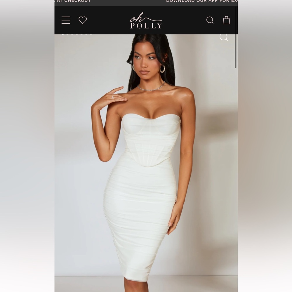 Oh Polly Ruched Corset Midi Dress